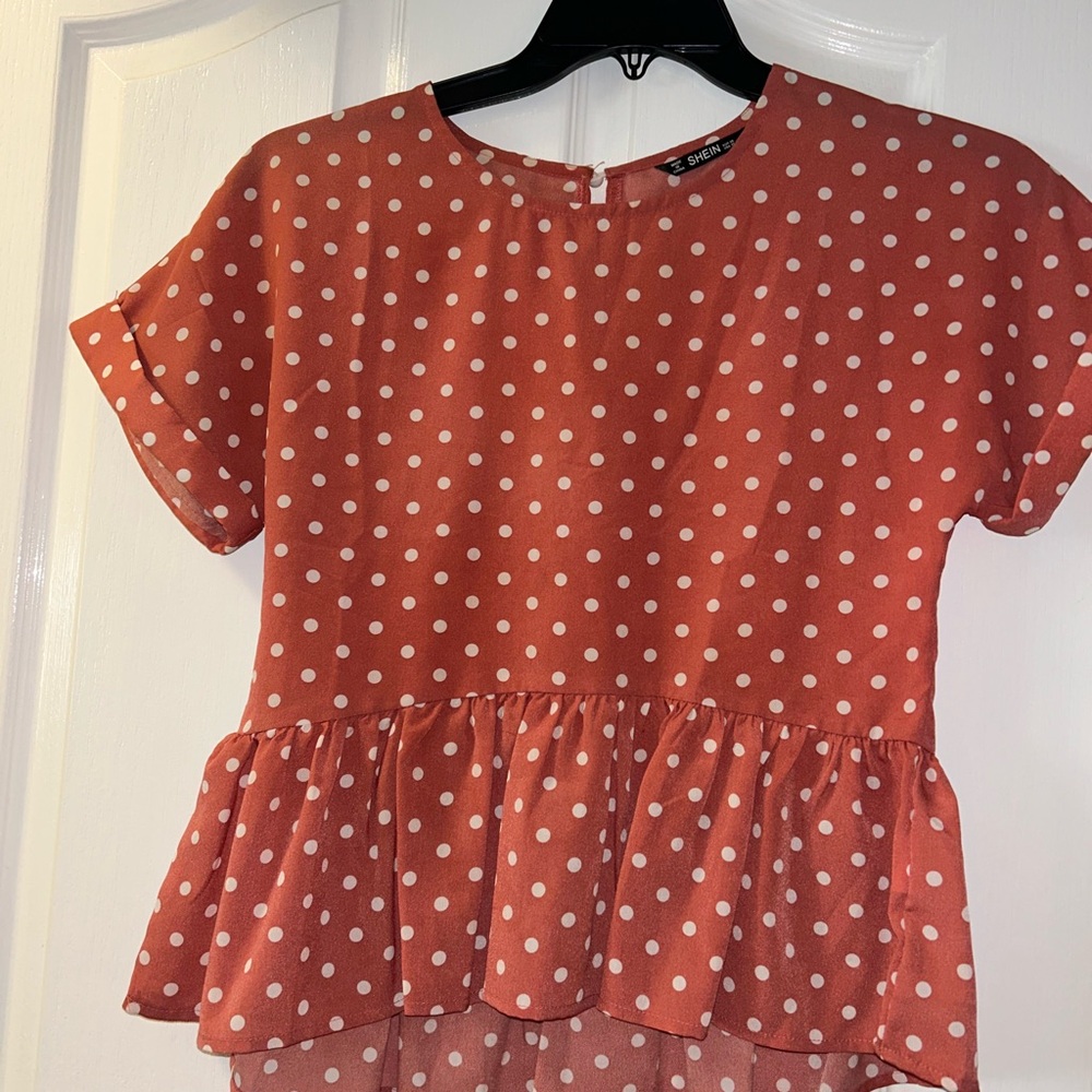 Polka Dot Peplum Top